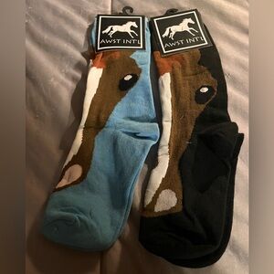 Horse Pattern Socks - Blue and Black